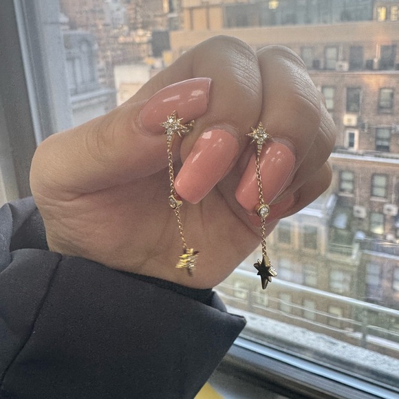 Stardrop solid gold and diamond earrings - Picture 4 of 4